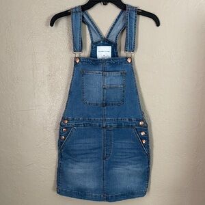 Celebrity Pink Blue Denim Skirtall Overall Dress Women’s Size XS